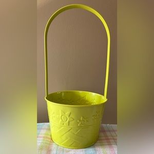 Bright Yellow Floral Metal Bucket